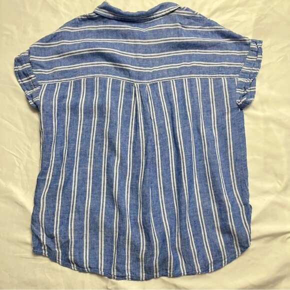 Jachs Girlfriend Striped Linen Blend Tie-Front Shirt L - Picture 2 of 6